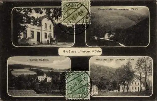 Ak Lüdenscheid im Märkischen Kreis, Volmestraße mit Linneper Mühle, Schloss Oedental