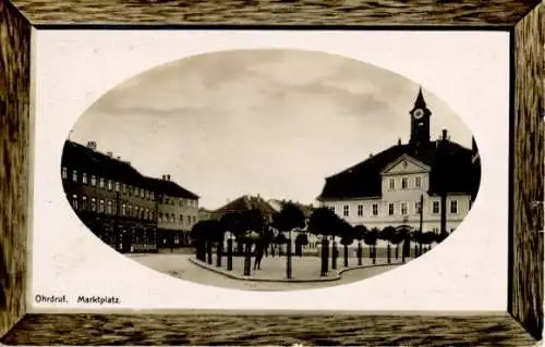 Präge Passepartout Ak Ohrdruf in Thüringen, Marktplatz