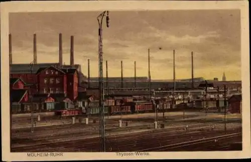 Ak Mülheim an der Ruhr, Thyssen Werke, Bahngleise