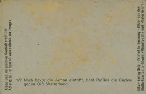 Sammelbild Karl May, Filmszene Winnetou III, Unter Geiern, Nr. 177, Rollins