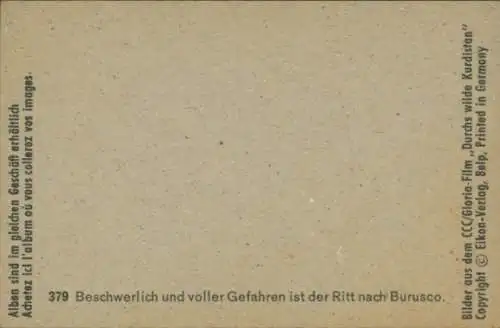 Sammelbild Karl May, Filmszene Durch wilde Kurdistan, Nr. 379, Ritt nach Burusco