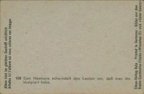 Sammelbild Karl May, Filmszene Winnetou III, Unter Geiern, Nr. 159, Sam Hawkens