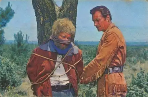 Sammelbild Karl May, Filmszene Winnetou III, Unter Geiern, 148, Old Shatterhand befreit Sam Hawkens