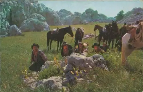 Sammelbild Karl May, Filmszene Winnetou III, Unter Geiern, Nr. 126, Banditen