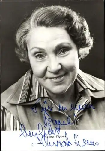 Ak Schauspielerin Christa Siems, Portrait, Autogramm