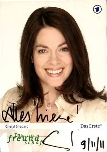 Ak Schauspielerin Cheryl Shepard, Portrait, Autogramm, TV Serie In aller Freundschaft, Das Erste