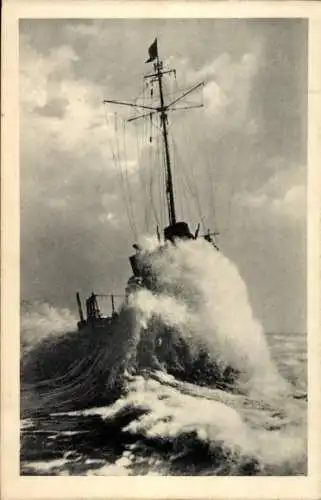 Ak Deutsches Kriegsschiff, Kaiserliche Marine, Wellen