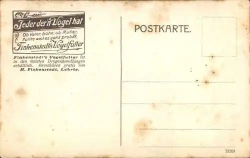 Ak Vogel, Beeren, Reklame, Finkenstedt's Vogelfutter