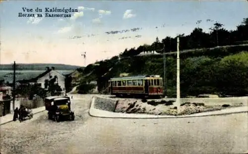 Ak Belgrad Beograd Serbien, Kalemegdan, Burgplatz, Straßenbahn