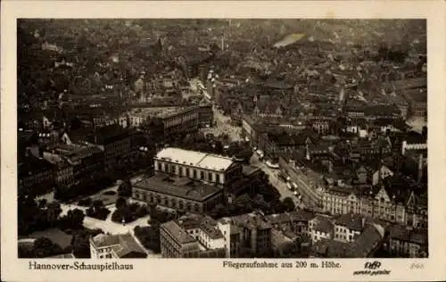 Ak Hannover in Niedersachsen, Schauspielhaus, Fliegeraufnahme