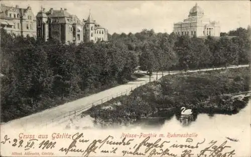 Ak Görlitz in der Lausitz, Neisse, Ruhmeshalle