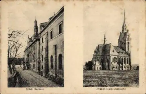 Ak Grudziądz Graudenz Westpreußen, Städtisches Rathaus, Evangelische Garnisonkirche