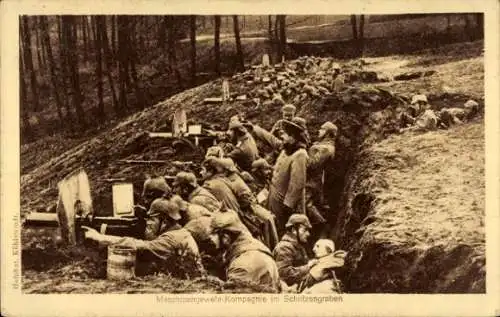 Ak Maschinengewehr-Kompagnie im Schützengraben, I.WK