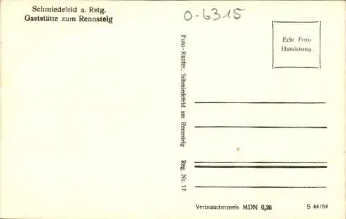 Ak Schmiedefeld am Rennsteig Suhl Thüringen, Gasthof zum Rennsteig