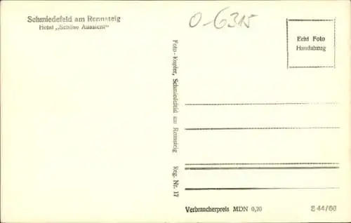 Ak Schmiedefeld am Rennsteig Suhl Thüringen, Hotel Schöne Aussicht