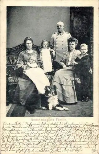 Ak Großherzogliche Familie v. Oldenburg, Friedrich August, Elisabeth, Kinder, Sophie Charlotte, Hund