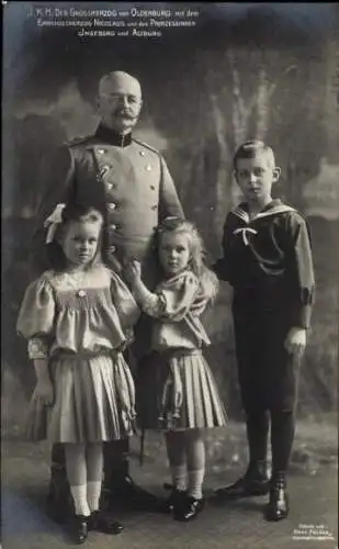 Ak Großherzog Friedr. August von Oldenburg, Erbgroßherzog Nicolaus, Prinzessinnen Ingeborg, Altburg