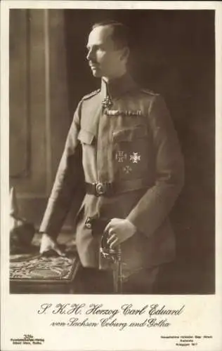 Ak Herzog Carl Eduard von Sachsen Coburg Gotha, Uniform, Orden