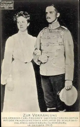 Ak Herzog Carl Eduard v. Sachsen Coburg Gotha, Victoria Adelheid zu Schlesw.Holst. Sonderb. Glücksb.