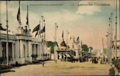 Ak Brüssel Brüssel, Weltausstellung 1910, Avenue des Concessions