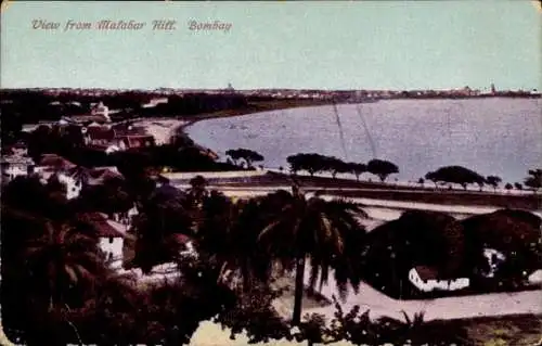 Ak Mumbai Bombay Indien, Blick vom Malabar Hill
