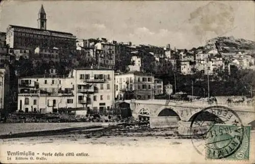 Ak Ventimiglia Liguria, Parte della citta antica, Altstadt, Brücke