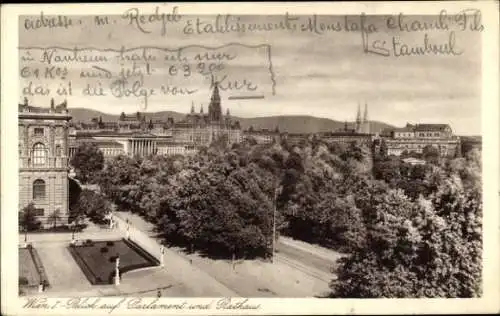 Ak Wien 1 Innenstadt, Blick auf Parlament und Rathaus