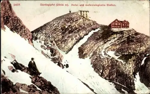 Ak Halbkanton Appenzell Außerrhoden, Säntisgipfel, Hotel und meteorologische Station