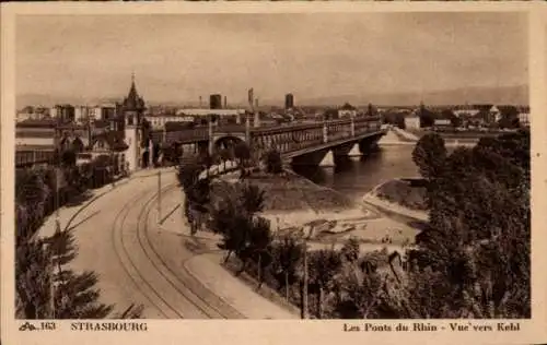 Ak Strasbourg Straßburg Elsass Bas Rhin, Rheinbrücke