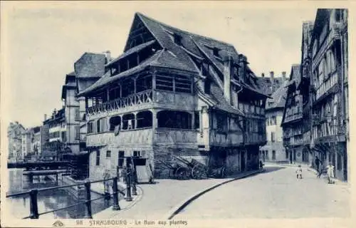 Ak Strasbourg Straßburg Elsass Bas Rhin, Le Bain aux plantes, maisons