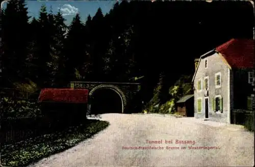 Ak Bussang Vosges, Tunnel, Deutsch-französische Grenze