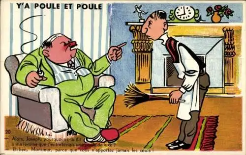 Künstler Ak Dienstherr mit Diener, Butler