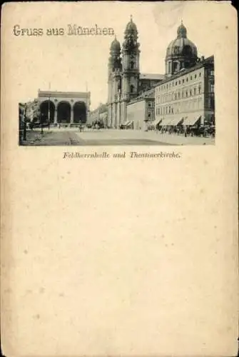 Ak München, Feldherrnhalle und Theatinerkirche