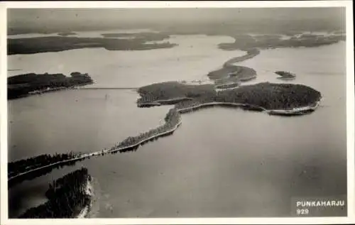 Ak Punkaharju Finnland, Seenlandschaft, Fliegeraufnahme