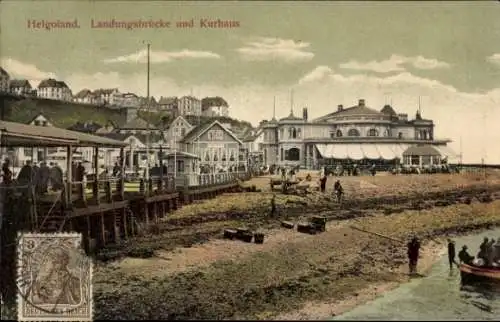 Ak Nordseeinsel Helgoland, Landungsbrücke, Kurhaus