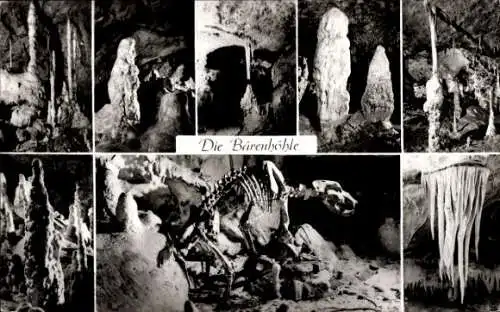 Ak Erpfingen Sonnenbühl in Württemberg, Bärenhöhle, Karlshöhle, Tropfstein, Skelett