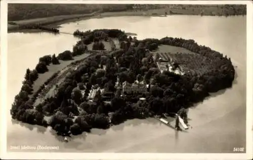 Ak Insel Mainau im Bodensee, Fliegeraufnahme der Insel