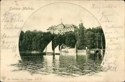 Ak Insel Mainau im Bodensee, Schloss Mainau, Segelboote