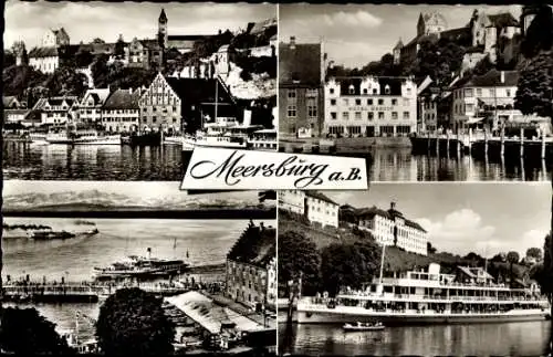 Ak Meersburg am Bodensee, Teilansicht, Hotel Seehof, Hafen, Dampfschiff