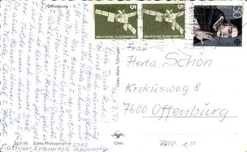 Ak Offenburg in Baden Schwarzwald, Teilansicht, Kirche