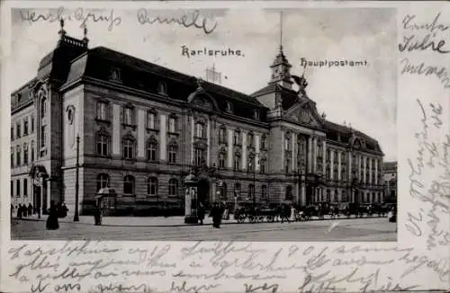 Ak Karlsruhe in Baden, Hauptpostamt