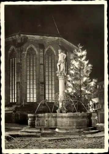 Ak Heidelberg am Neckar, Herkulesbrunnen, Heilig-Geist-Kirche