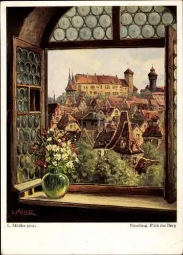 Künstler Ak Mößler, Ludwig, Nürnberg, Blick zur Burg