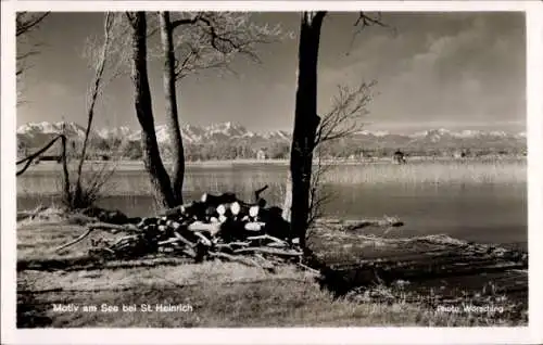 Ak Sankt Heinrich Münsing am Starnberger See, Teilansicht, Gasthaus Zur Fischerrosi