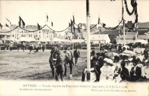 Ak Anvers Antwerpen Flandern, Visite royale au Concours General Agricole, 8 Juillet 1906