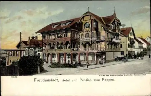 Ak Freudenstadt im Schwarzwald, Hotel und Pension zum Rappen