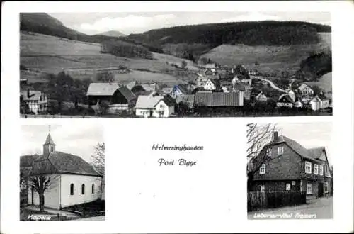 Ak Helmeringhausen Olsberg im Sauerland, Panorama, Kapelle, Lebensmittelgeschäft Freinsen