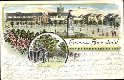 Litho Remscheid im Bergischen Land, Kaiserplatz, Alleestraße