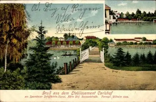 Ak Berlin Charlottenburg, Etablissement Carlshof am Spandauer Schifffahrts Kanal