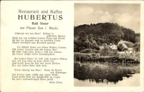 Ak Stuer in Mecklenburg, Restaurant und Kaffee Hubertus, Plauer See